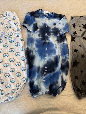 Little Mish / Baby Steps Convertible Gown/Onesie Bundle (0–6M) – 3 Pieces